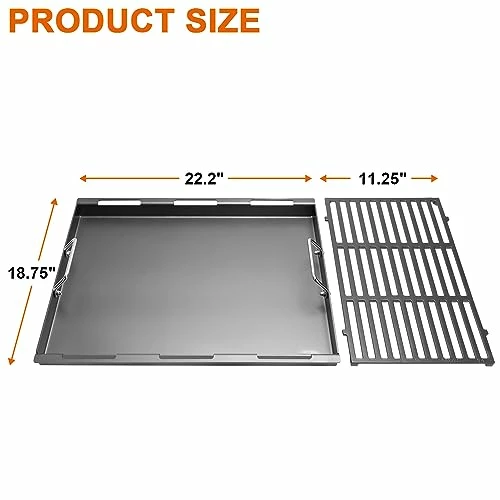Upgrade Griddle Inserts And Grate For Weber Genesis II 400 Series Gas Grills, Flat Top Griddle Kit For Weber Genesis II E-410 S-410 E-435 S-440 And More, Replace For Weber 6789 Full-Size Griddle - Image 7