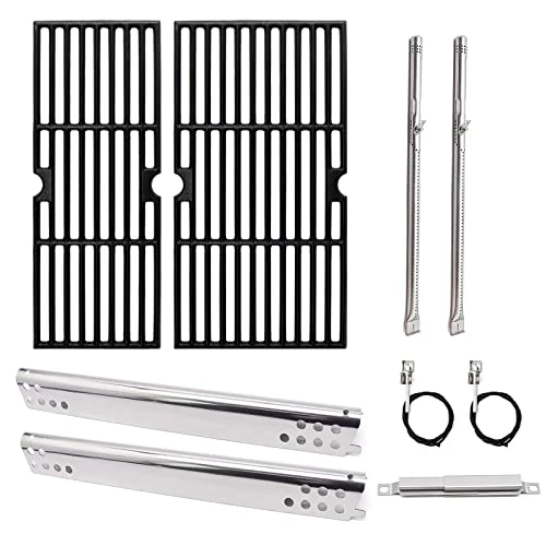 Adviace Grill Replacement Parts For Charbroil Performance 2 Burner 463673519, 463625217, 463625219, G470-0002-W1, G470-0003-W1, Cast Iron Grill Grates, Heat Plates, Burners, Crossover Tubes, Igniters.