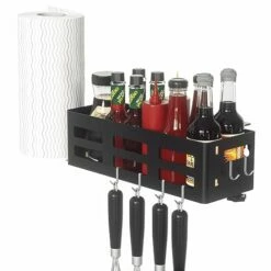 Upgrade 3 In 1 Griddle Caddy For Blackstone 28"/36"/17"/22" Griddles, BBQ Accessories Storage Box With Paper Towel Holder, Grill Accessories Space Saving For Blackstone Griddle Accessories