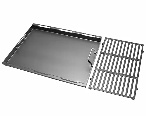 Upgrade Griddle Inserts And Grate For Weber Genesis II 400 Series Gas Grills, Flat Top Griddle Kit For Weber Genesis II E-410 S-410 E-435 S-440 And More, Replace For Weber 6789 Full-Size Griddle