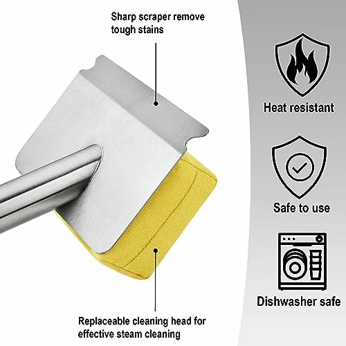 Grill Brush Bristle Free Grill Cleaner Brush With Scraper No Wire Brush Bristle Free Safe Grill Brush For Outdoor Grill BBQ Scraper For Grill Brush Safe Grill Sponge Wire Free Grill Steam Brush - Image 4