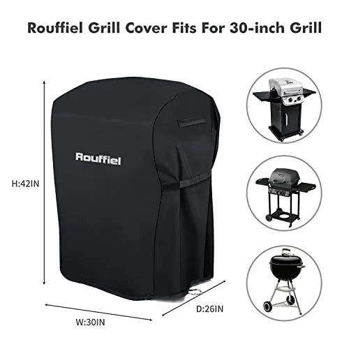 Rouffiel Gas Grill Covers, 30 Inch BBQ Grill Cover 600D Heavy Duty Waterproof, Outdoor Barbecue Cover Non-Fade And Rip Proof Fits Grills Of Weber, Char-Broil - Image 7