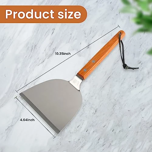 Smash Burger Spatula Stainless Steel Scraper With Wooden Handle Heavy Duty Griddle Accessories For Home Restaurants Kitchen Outdoor Grill - Image 7