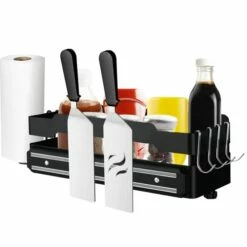 Griddle Caddy For Blackstone 28"/36", Upgraded Magnetic Steel Grill Caddy Organizer For BBQ, Griddles Caddy Storage Box Space Saving Accessories No Drilling Needed