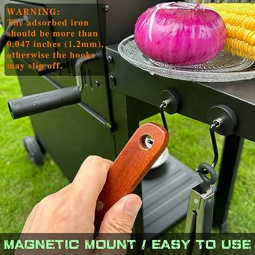 UNUSFIRE Magnetic Hooks,4Pack Heavy Duty Magnetic Hooks For Hanging Utensils,Anti-Scratch Strong Magnetic Grill Hooks With Magnet Rubber Coated For BBQ Tools Fridge Kitchen Cruising - Image 6