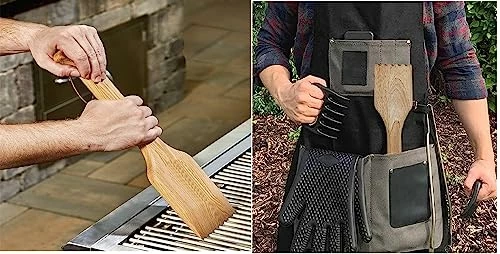 Wooden BBQ Grill Brush Scraper- Wood Grill Scraper, Natural Wood - Image 2