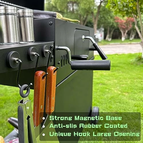 UNUSFIRE Magnetic Hooks,4Pack Heavy Duty Magnetic Hooks For Hanging Utensils,Anti-Scratch Strong Magnetic Grill Hooks With Magnet Rubber Coated For BBQ Tools Fridge Kitchen Cruising - Image 9