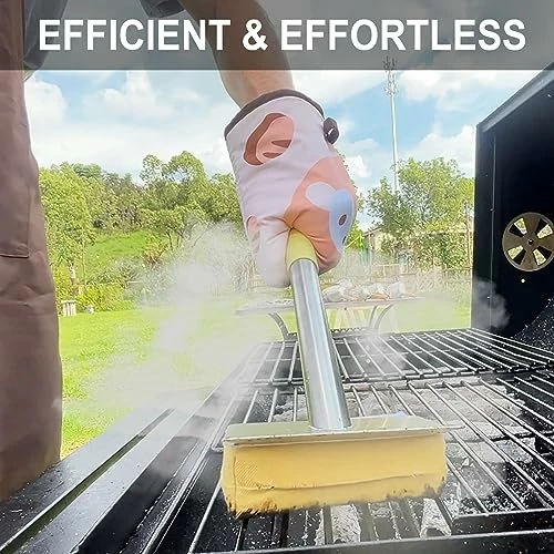 Grill Brush Bristle Free Grill Cleaner Brush With Scraper No Wire Brush Bristle Free Safe Grill Brush For Outdoor Grill BBQ Scraper For Grill Brush Safe Grill Sponge Wire Free Grill Steam Brush - Image 2