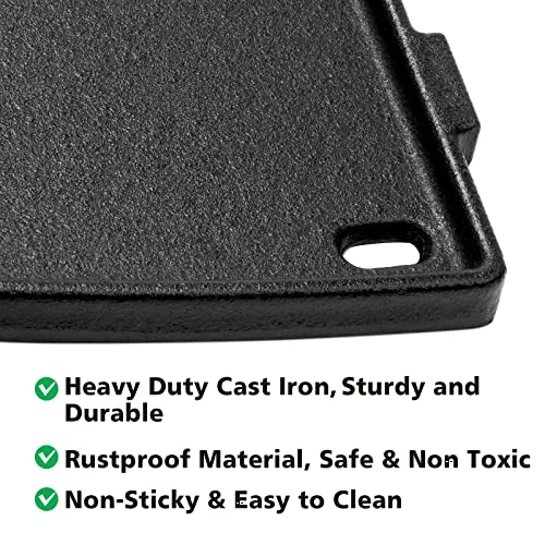 Barbqtime 17 Inch Grill Burner Tube And Cast Iron Cooking Griddle For Weber Q100 Q120 Q1000 Q1200 Baby Q Gas Grill, Stainless Steel Grill Burner Replacement Parts For Weber 41657, 69957, 60040, 6558 - Image 6