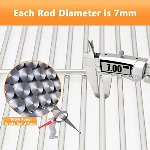 Hisencn Cooking Grates For Nexgrill 720-0882A Evolution Infrared Plus 5-Burner, Stainless Steel Solid Rod Grill Cooking Grids Replacement Parts, 3 Pack - Image 8