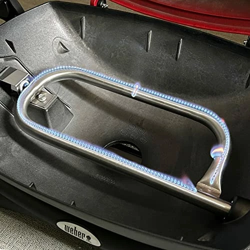 Barbqtime 17 Inch Grill Burner Tube And Cast Iron Cooking Griddle For Weber Q100 Q120 Q1000 Q1200 Baby Q Gas Grill, Stainless Steel Grill Burner Replacement Parts For Weber 41657, 69957, 60040, 6558 - Image 4