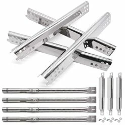 Grill Replacement Parts For Charbroil 463344015, 463343015, 463433016, 463240015, 463432215 Gas Grill, Stainless Steel Heat Plate Shields, Crossover Tubes Grill Burner For Charbroil 4 Burner Grill