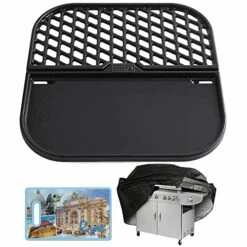 Weber 8860 Cast Iron Grill And Griddle Station - Gourmet BBQ Sysyem Bundle With Cuisinart 3D City Collection Rome Cutting Board + Grill Cover Barbecue Waterproof Outdoor Protection