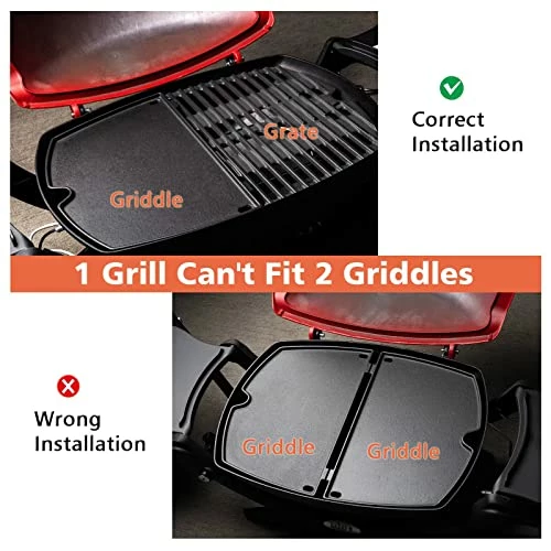 Barbqtime 17 Inch Grill Burner Tube And Cast Iron Cooking Griddle For Weber Q100 Q120 Q1000 Q1200 Baby Q Gas Grill, Stainless Steel Grill Burner Replacement Parts For Weber 41657, 69957, 60040, 6558 - Image 3