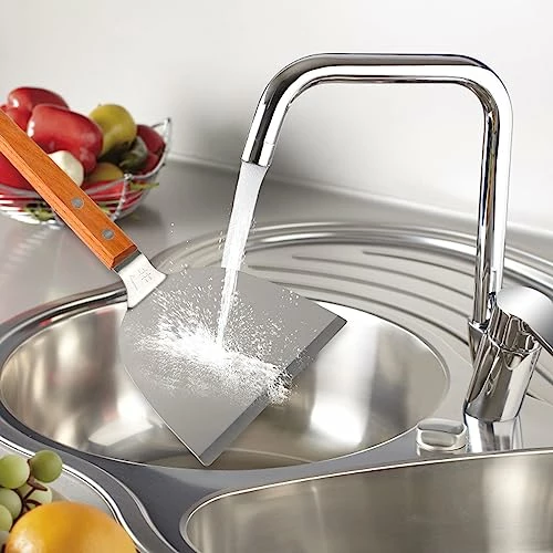 Smash Burger Spatula Stainless Steel Scraper With Wooden Handle Heavy Duty Griddle Accessories For Home Restaurants Kitchen Outdoor Grill - Image 3