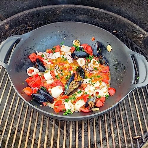 SafBbcue 7425 Gourmet BBQ System Wok For Weber Gourmet BBQ System Accessories, Weber 22" & 26" Kettle, Performer, Performer Deluxe Charcoal Grills Accessories, Weber Spirit & Spirit II 200/300 Series - Image 3