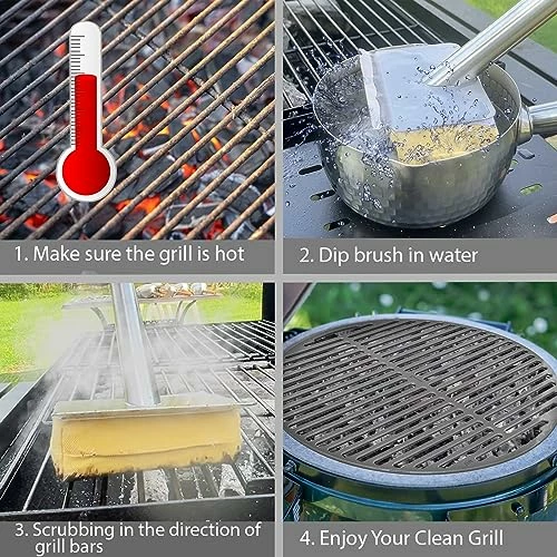 Grill Brush Bristle Free Grill Cleaner Brush With Scraper No Wire Brush Bristle Free Safe Grill Brush For Outdoor Grill BBQ Scraper For Grill Brush Safe Grill Sponge Wire Free Grill Steam Brush - Image 3